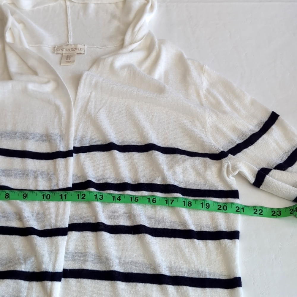 Cynthia Rowley Linen Blend Striped Hooded Cardigan Women's Size XL - Picture 3 of 7